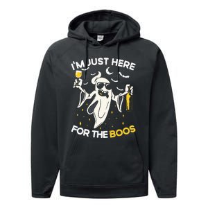 Im Just Here For The Boos Funny Halloween Beer Lovers Drink Performance Fleece Hoodie