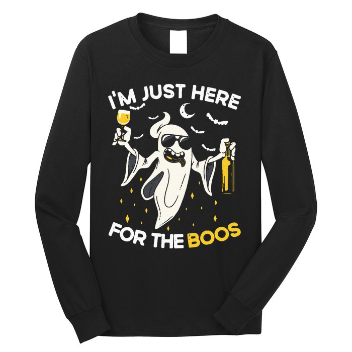 Im Just Here For The Boos Funny Halloween Beer Lovers Drink Long Sleeve Shirt