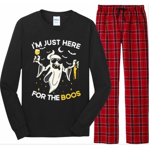 Im Just Here For The Boos Funny Halloween Beer Lovers Drink Long Sleeve Pajama Set