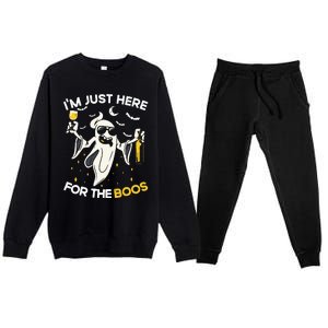 Im Just Here For The Boos Funny Halloween Beer Lovers Drink Premium Crewneck Sweatsuit Set