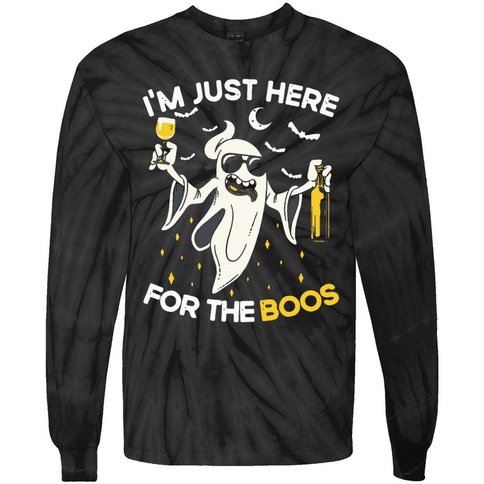 Im Just Here For The Boos Funny Halloween Beer Lovers Drink Tie-Dye Long Sleeve Shirt