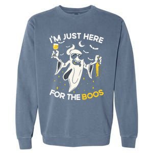 Im Just Here For The Boos Funny Halloween Beer Lovers Drink Garment-Dyed Sweatshirt