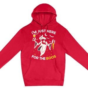 Im Just Here For The Boos Funny Halloween Beer Lovers Drink Premium Pullover Hoodie