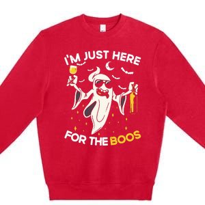 Im Just Here For The Boos Funny Halloween Beer Lovers Drink Premium Crewneck Sweatshirt