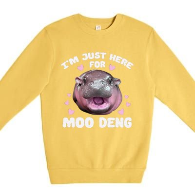 IM Just Here For Moo Deng Cute Baby Hippo Bouncy Souvenir Premium Crewneck Sweatshirt