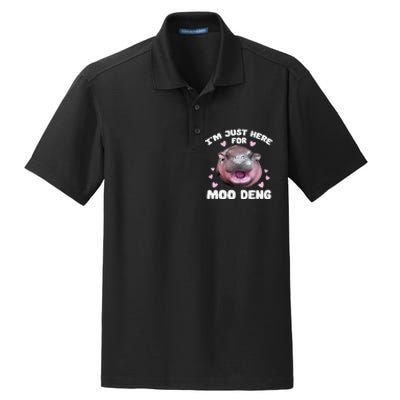 IM Just Here For Moo Deng Cute Baby Hippo Bouncy Souvenir Dry Zone Grid Polo