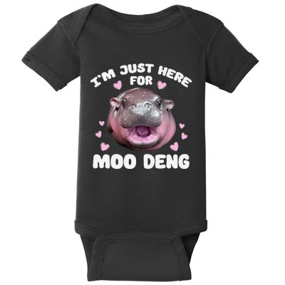 IM Just Here For Moo Deng Cute Baby Hippo Bouncy Souvenir Baby Bodysuit