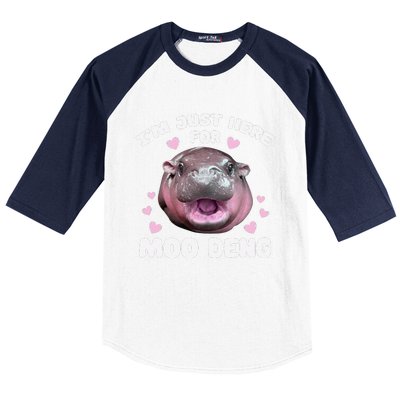 IM Just Here For Moo Deng Cute Baby Hippo Bouncy Souvenir Baseball Sleeve Shirt