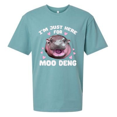 IM Just Here For Moo Deng Cute Baby Hippo Bouncy Souvenir Sueded Cloud Jersey T-Shirt