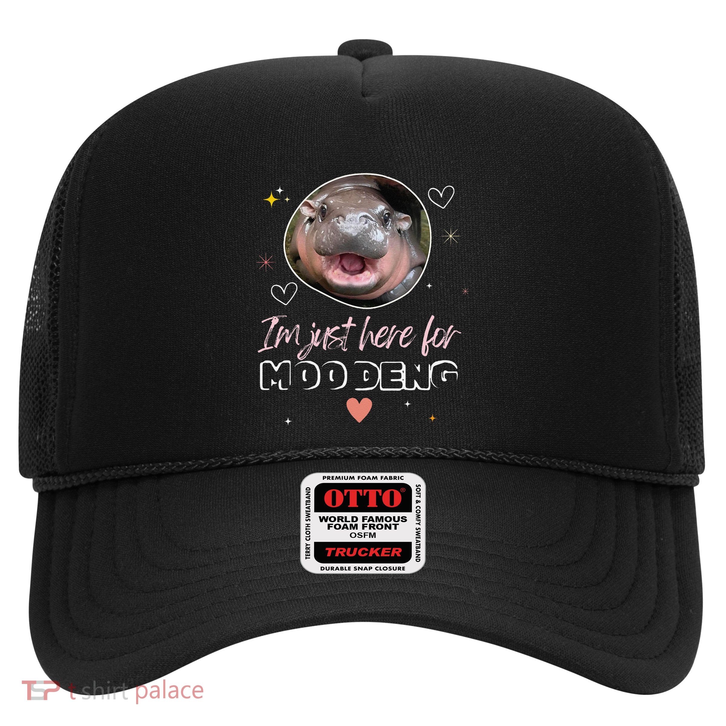 IM Just Here For Moo Deng Bouncy Souvenir Cute Baby Hippo Trucker Hat