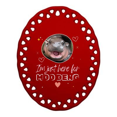 IM Just Here For Moo Deng Bouncy Souvenir Cute Baby Hippo Ceramic Oval Ornament