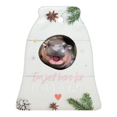 IM Just Here For Moo Deng Bouncy Souvenir Cute Baby Hippo Ceramic Bell Ornament