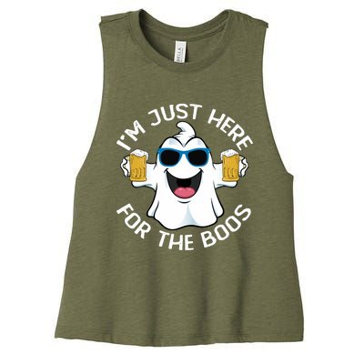 Im Just Here For The Boos Funny Halloween Ghost Cute Gift Women's Racerback Cropped Tank