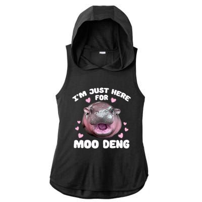 IM Just Here For Moo Deng Cute Baby Hippo Bouncy Souvenir Ladies PosiCharge Tri-Blend Wicking Draft Hoodie Tank