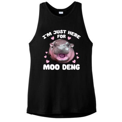 IM Just Here For Moo Deng Cute Baby Hippo Bouncy Souvenir Ladies PosiCharge Tri-Blend Wicking Tank