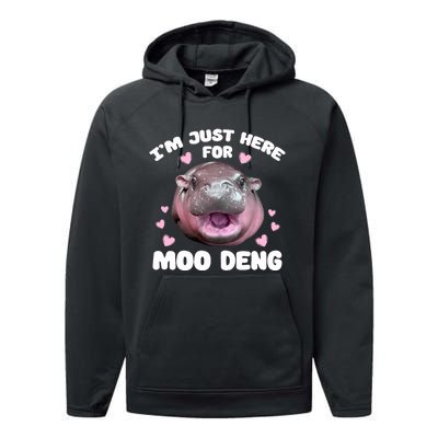 IM Just Here For Moo Deng Cute Baby Hippo Bouncy Souvenir Performance Fleece Hoodie