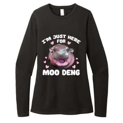 IM Just Here For Moo Deng Cute Baby Hippo Bouncy Souvenir Womens CVC Long Sleeve Shirt