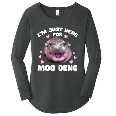 IM Just Here For Moo Deng Cute Baby Hippo Bouncy Souvenir Women's Perfect Tri Tunic Long Sleeve Shirt