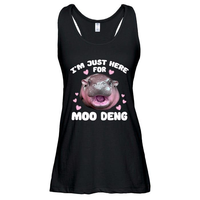 IM Just Here For Moo Deng Cute Baby Hippo Bouncy Souvenir Ladies Essential Flowy Tank