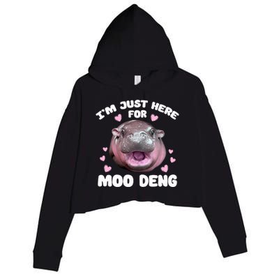 IM Just Here For Moo Deng Cute Baby Hippo Bouncy Souvenir Crop Fleece Hoodie