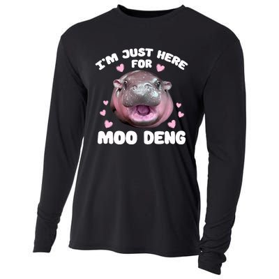 IM Just Here For Moo Deng Cute Baby Hippo Bouncy Souvenir Cooling Performance Long Sleeve Crew