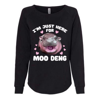 IM Just Here For Moo Deng Cute Baby Hippo Bouncy Souvenir Womens California Wash Sweatshirt