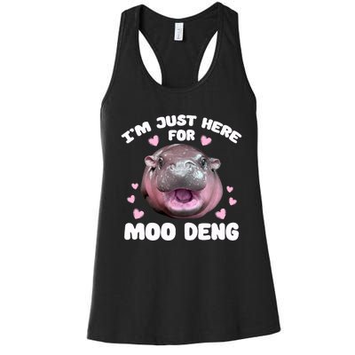 IM Just Here For Moo Deng Cute Baby Hippo Bouncy Souvenir Women's Racerback Tank