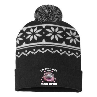 IM Just Here For Moo Deng Cute Baby Hippo Bouncy Souvenir USA-Made Snowflake Beanie