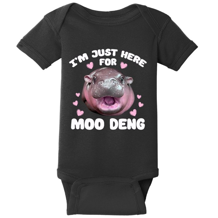 IM Just Here For Moo Deng Cute Baby Hippo Bouncy Souvenir Baby Bodysuit