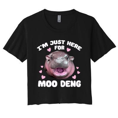 IM Just Here For Moo Deng Cute Baby Hippo Bouncy Souvenir Women's Crop Top Tee