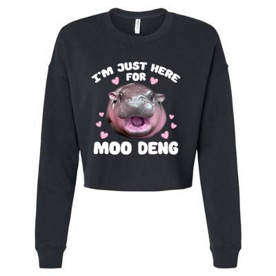 IM Just Here For Moo Deng Cute Baby Hippo Bouncy Souvenir Cropped Pullover Crew