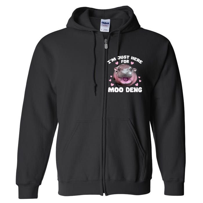 IM Just Here For Moo Deng Cute Baby Hippo Bouncy Souvenir Full Zip Hoodie