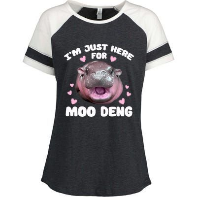 IM Just Here For Moo Deng Cute Baby Hippo Bouncy Souvenir Enza Ladies Jersey Colorblock Tee