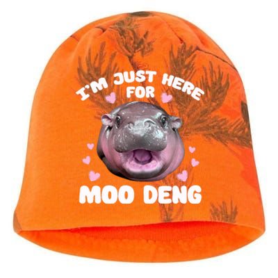 IM Just Here For Moo Deng Cute Baby Hippo Bouncy Souvenir Kati - Camo Knit Beanie