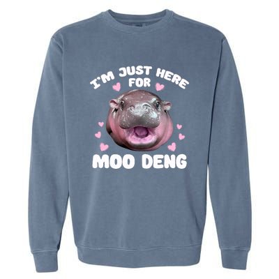 IM Just Here For Moo Deng Cute Baby Hippo Bouncy Souvenir Garment-Dyed Sweatshirt