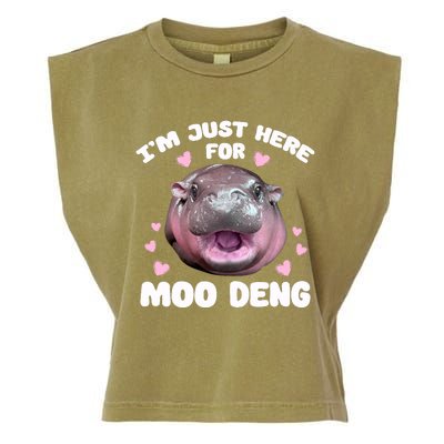 IM Just Here For Moo Deng Cute Baby Hippo Bouncy Souvenir Garment-Dyed Women's Muscle Tee