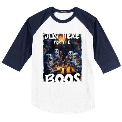 Im Just Here For The Boos Ghost Funny Halloween Baseball Sleeve Shirt