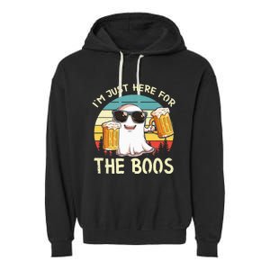 I'm Just Here For The Boos Halloween Beer Lovers Garment-Dyed Fleece Hoodie