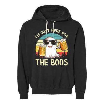 I'm Just Here For The Boos Halloween Beer Lovers Garment-Dyed Fleece Hoodie