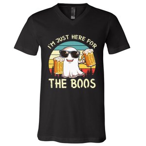 I'm Just Here For The Boos Halloween Beer Lovers V-Neck T-Shirt