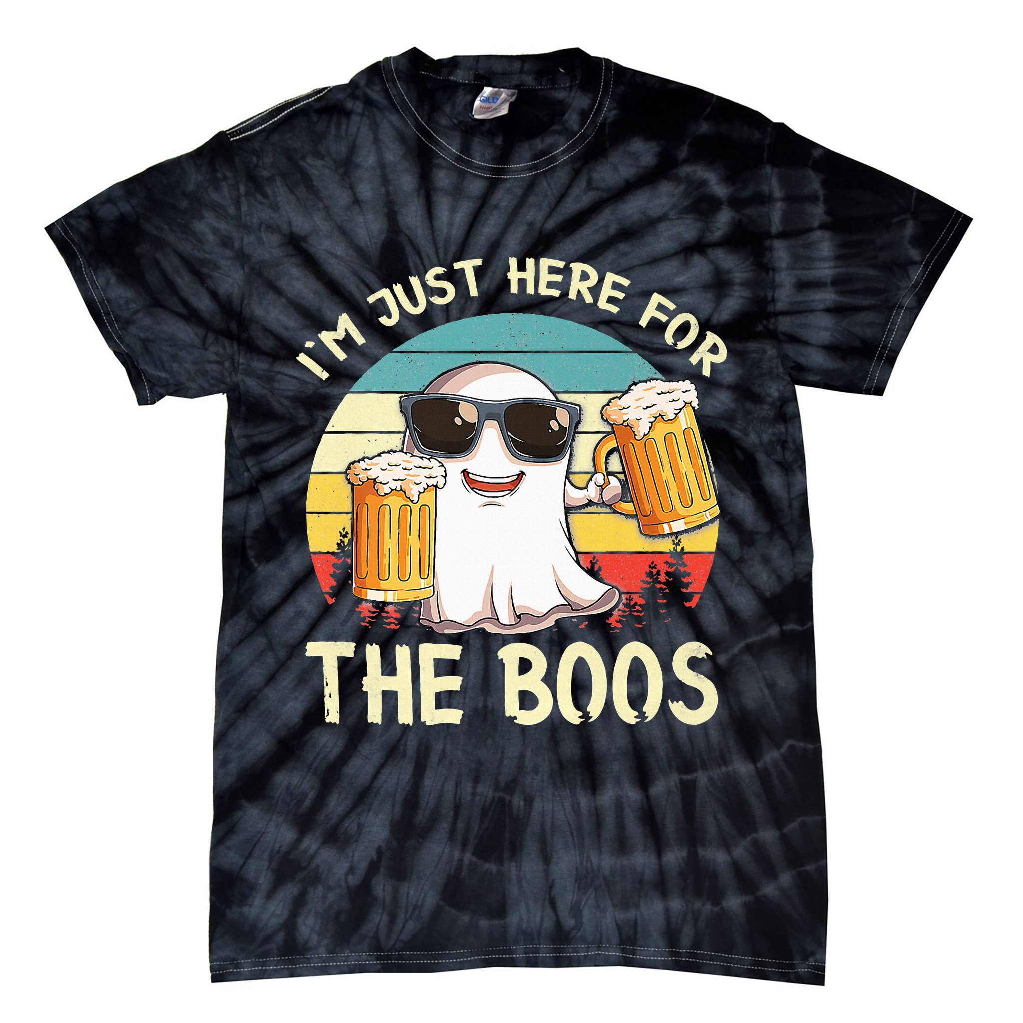 I'm Just Here For The Boos Halloween Beer Lovers Tie-Dye T-Shirt