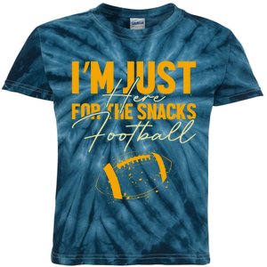 I'm Just Here For The Snacks Football Funny Fantasy Football Kids Tie-Dye T-Shirt