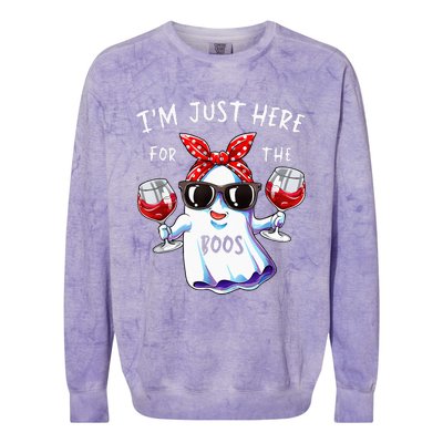 Im Just Here For The Boos Ghost Halloween Funny Novelty Colorblast Crewneck Sweatshirt