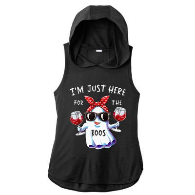 Im Just Here For The Boos Ghost Halloween Funny Novelty Ladies PosiCharge Tri-Blend Wicking Draft Hoodie Tank