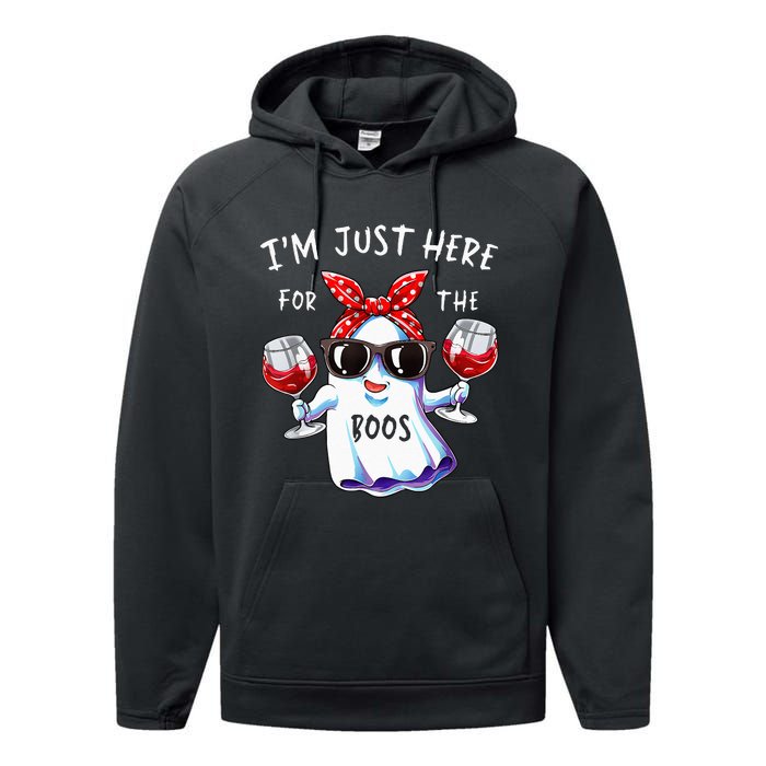 Im Just Here For The Boos Ghost Halloween Funny Novelty Performance Fleece Hoodie