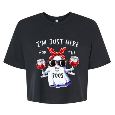 Im Just Here For The Boos Ghost Halloween Funny Novelty Bella+Canvas Jersey Crop Tee