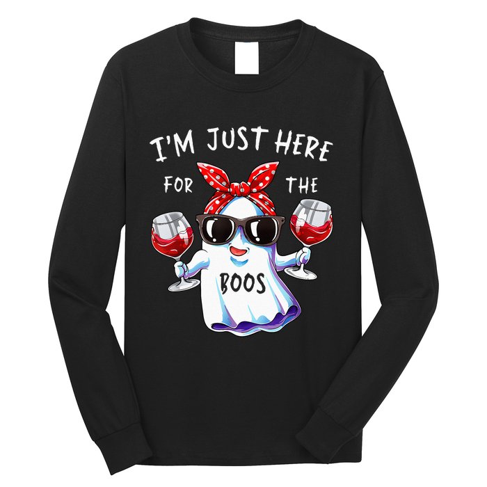 Im Just Here For The Boos Ghost Halloween Funny Novelty Long Sleeve Shirt