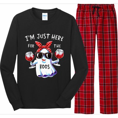 Im Just Here For The Boos Ghost Halloween Funny Novelty Long Sleeve Pajama Set