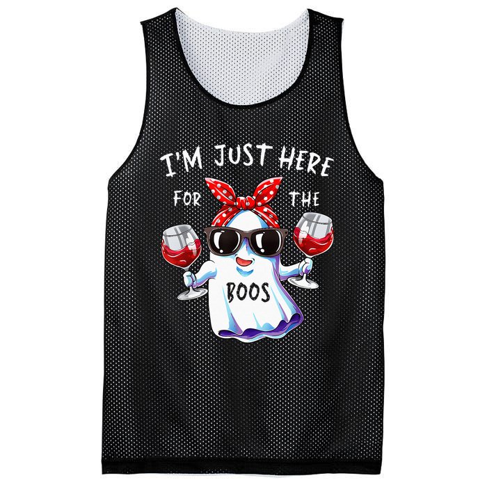 Im Just Here For The Boos Ghost Halloween Funny Novelty Mesh Reversible Basketball Jersey Tank