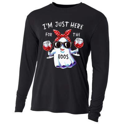 Im Just Here For The Boos Ghost Halloween Funny Novelty Cooling Performance Long Sleeve Crew